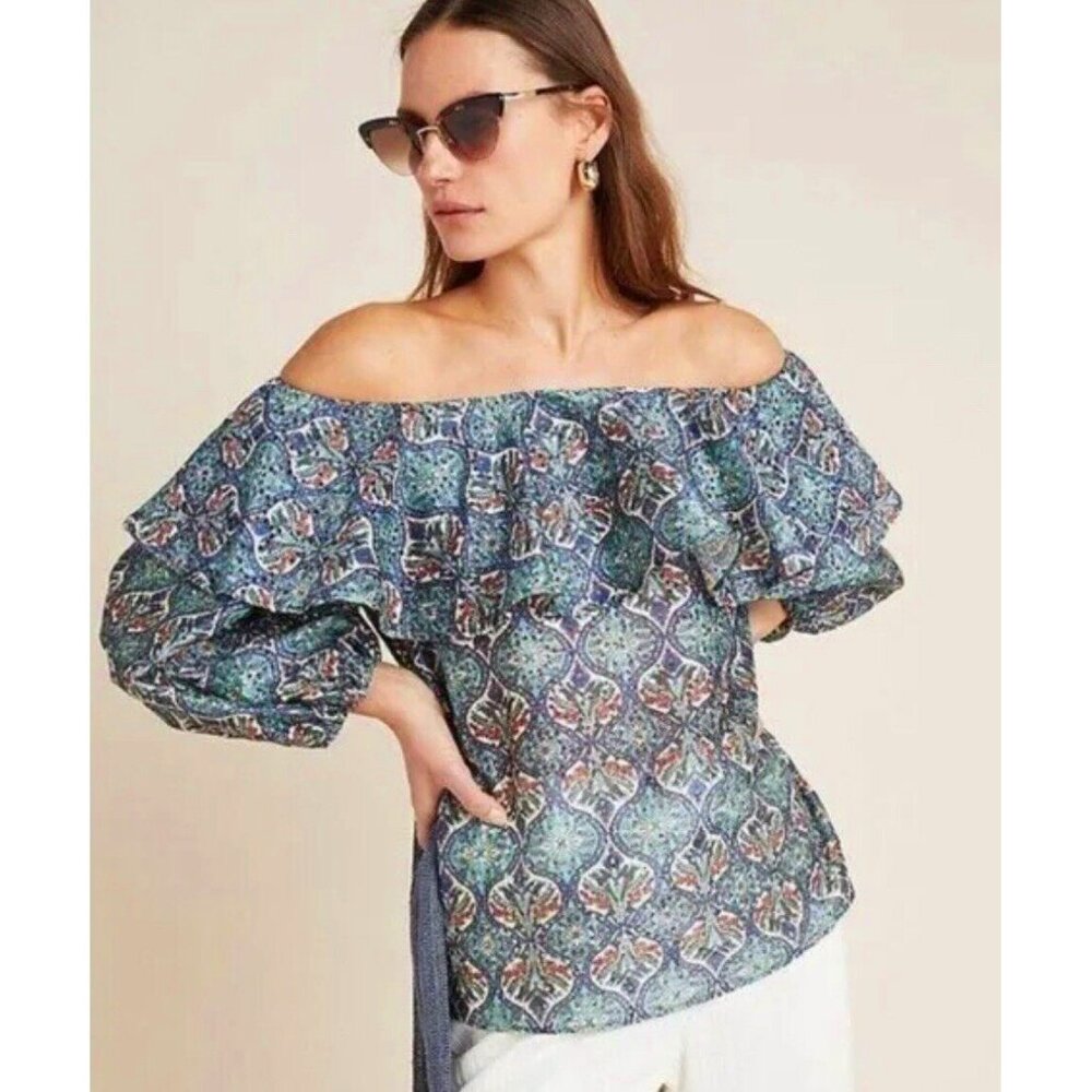 NWT Sachin + Babi Anthropologie eyelet lace puff sleeve Musette blouse
